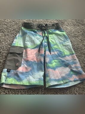 art class Pastel Tie-Dye Swim Board Shorts in Blue, Green & Pink